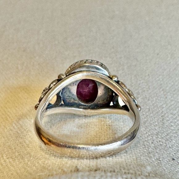 ARYO 925 STERLING SILVER AND NATURAL OVAL RUBY RING - Picture 2 of 8